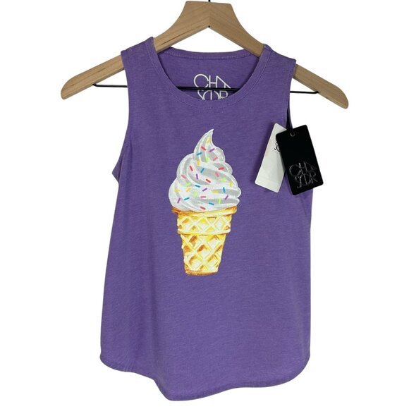CHASER Girls Tank Tops Sz M/10 Bundle Purple Black Glitter Ice Cream Unicorn - Picture 2 of 16